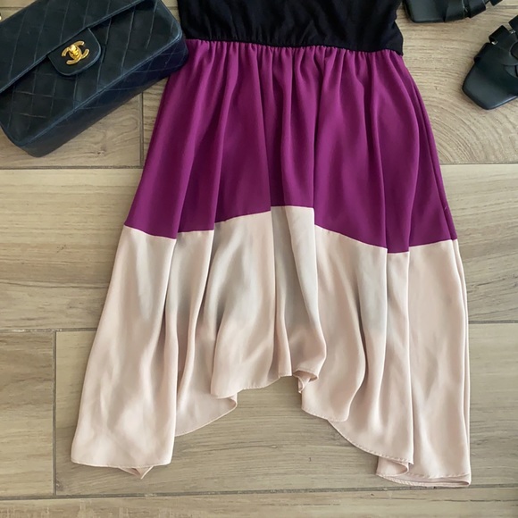 Black Purple Nude Asymmetrical dress - Picture 6 of 6